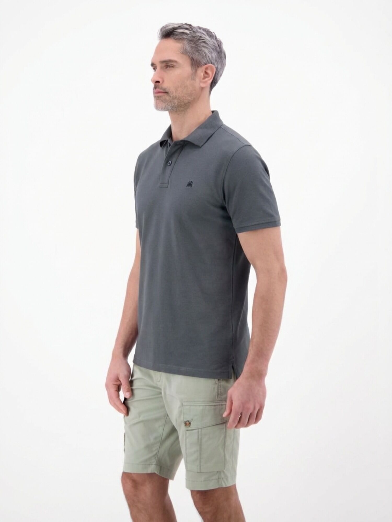 Poloshirt LERROS "Poloshirt Herren COOL & DRY atmungsaktiv Piqué", Herren, Gr. S, grau (lava grau), 60% Baumwolle, 40% Polyester, ohne Ausschnitt, Shirts Poloshirt, Trocknet schnell, angenehm kühl, pflegeleicht, kurzarm, einfarbig lava grau S