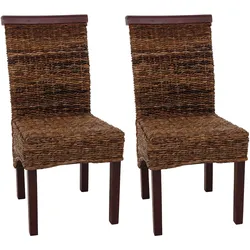 Chefgastro 2er-Set Esszimmerstuhl Korbstuhl  Stuhl Malibu Bananengeflecht | HxBxT 93x47x43cm | Sitzhöhe 47cm | hell | ohne Kissen
