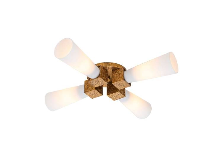 Plafonnier Acier, Résine, Verre Opalin Or délavé