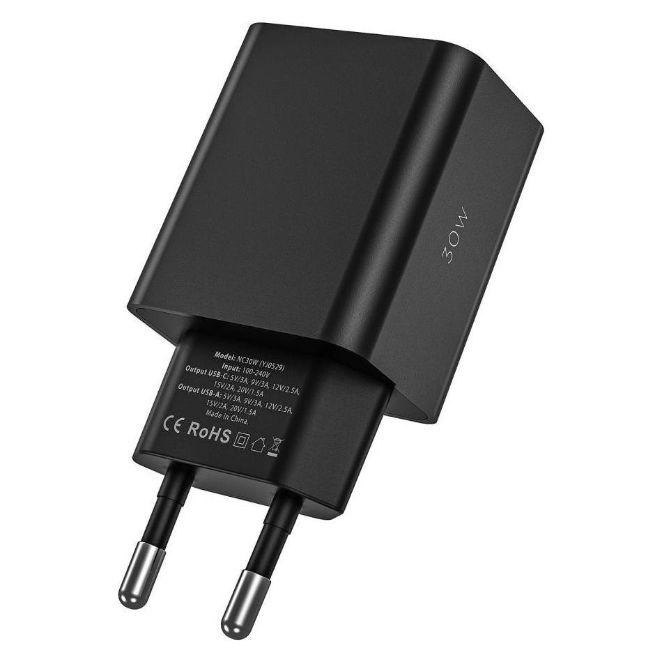 Tech-Protect NC30W USB-C PD 30W / USB-A QC 3.0 network charger - white (30 W, 2 Ports) (23417-0)