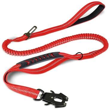 Uplift Essentials Heavy Duty Tactical Reflective Bungee Dog Leash red