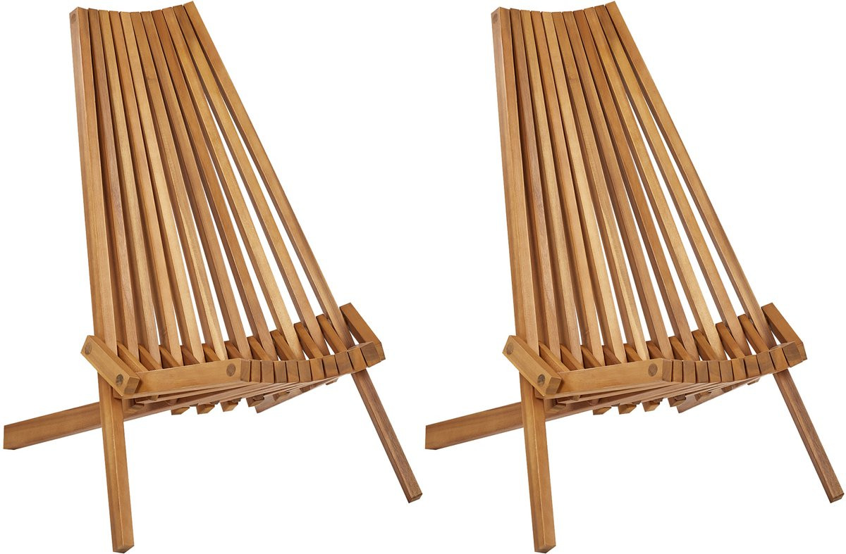 Bellano Set van 2 Inklapbare Tuinstoelen van Lichthout Acaciahout