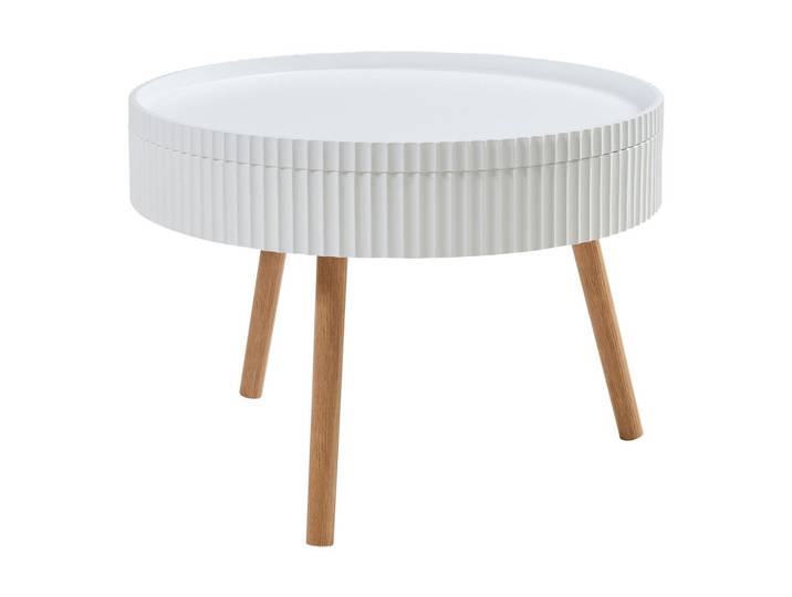 [en.casa] Couchtisch Bongard II 60/45 cm, Weiß, Braun, Holzwerkstoff, Holz, Rund, 60x45x60 cm, Wohnzimmer, Wohnzimmertische, Couchtische