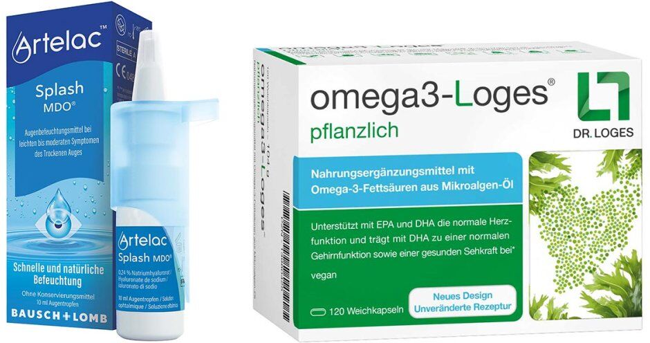 Artelac Splash MDO Augentropfen + Omega3-Loges Kapseln 1Pck