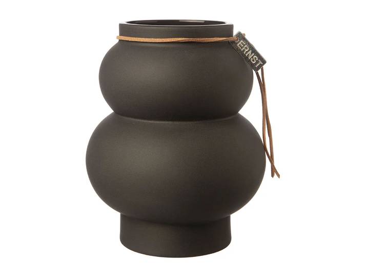 ERNST Vase en grès courbé Ernst 21,5 cm Gris foncé