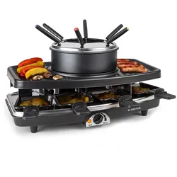 Klarstein Entrecote 2-in-1 Raclettegrill & Fondue Naturstein 1100W 8 Personen Schwarz