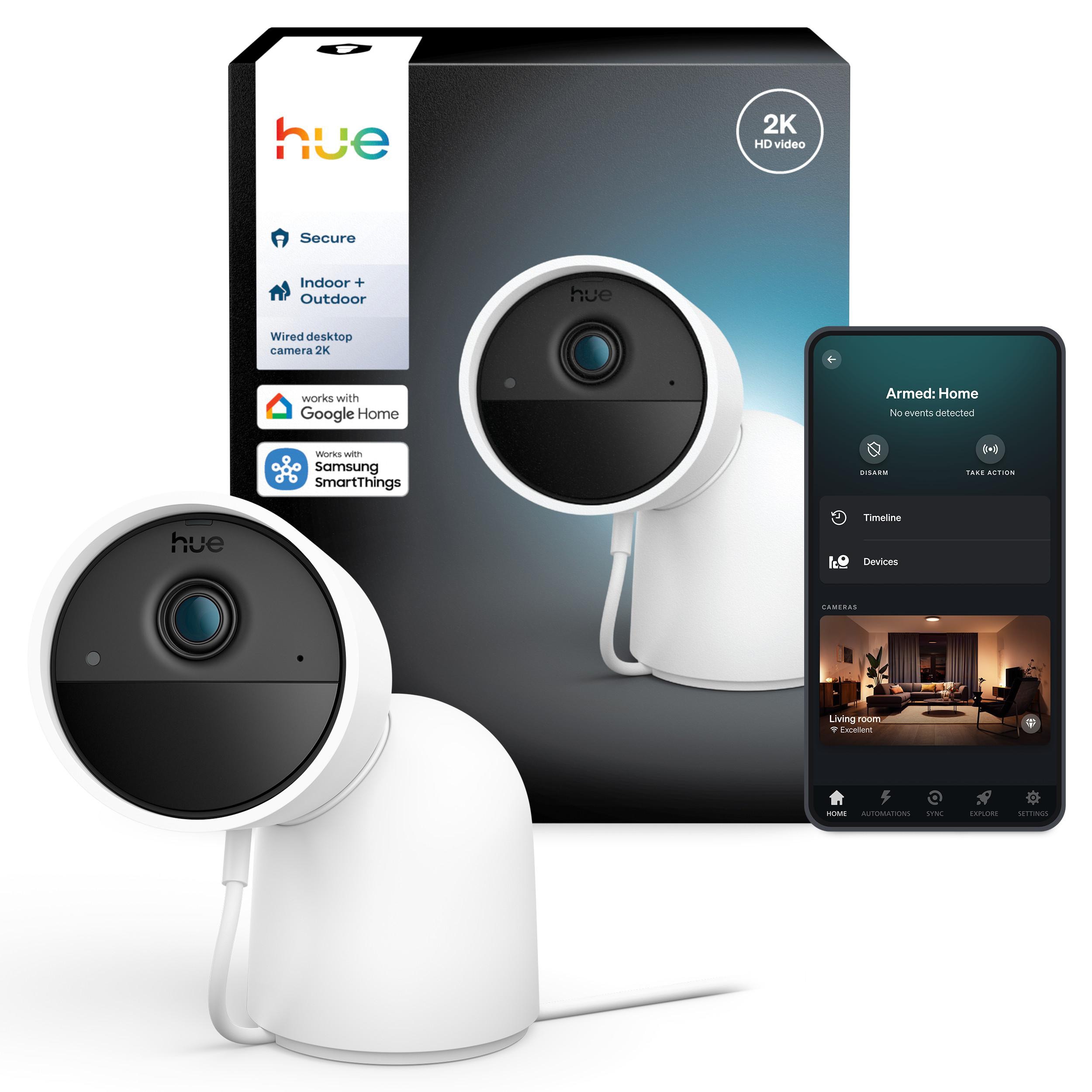 Philips Hue Secure kabelgebundene Kamera mit Standfuß 2K-Videoauflösung weiß 04577500