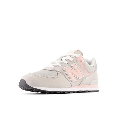 Sneaker NEW BALANCE "574", Mädchen, Gr. 39, rosa (hellgrau, rosa, silberfarben), Leder, Textil, Schuhe Sneaker, mit niedrigem Schaft, aus Leder und Textil