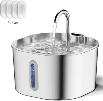 Inspire Picks 2.2L Stainless Steel Cat Water Fountain With Silent Pump & Filtration System green