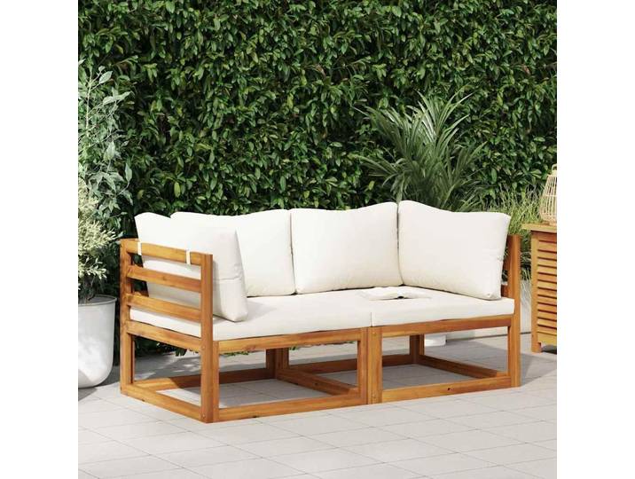 vidaXL Modulare Ecksofas 2 Stk. mit Auflagen Cremeweiß