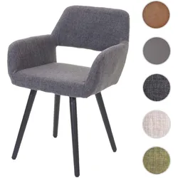 Esszimmerstuhl HWC-A50 II, Stuhl Küchenstuhl, Retro 50er Jahre Design ~ Textil, grau, dunkle Beine