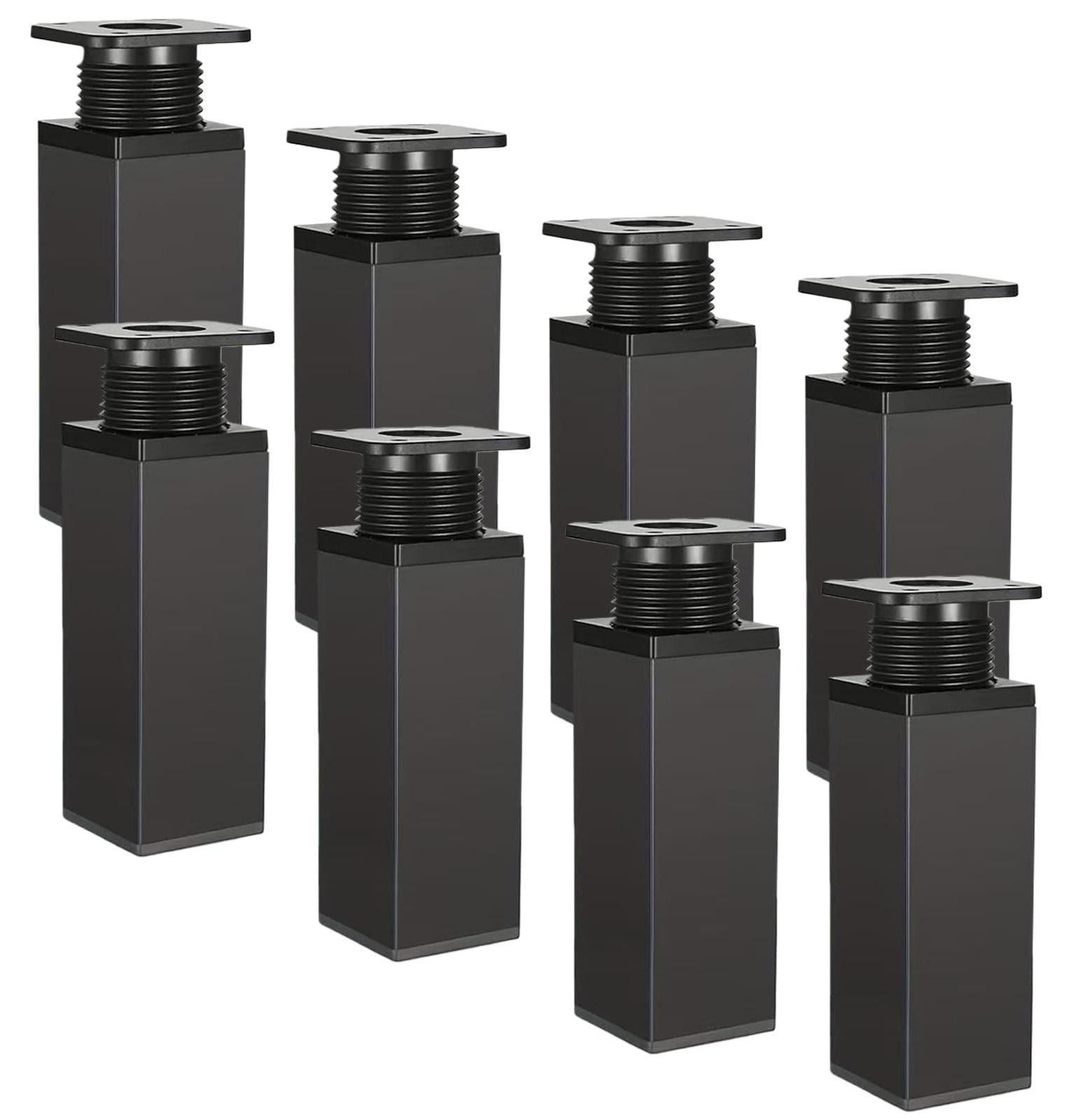 8 Stuks Verstelbare Meubelpoten - Zwarte Metalen Poten voor Meubels, Hoogte: 6 cm