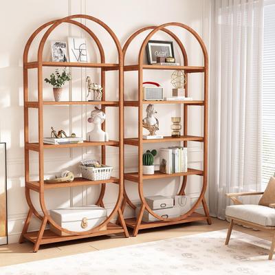 YUZHOU 71-Inch Arched Bookcase, 5-Tier Modern Freestanding Display Shelf