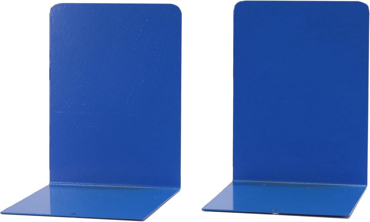 Set van 2 blauwe stalen boekensteunen