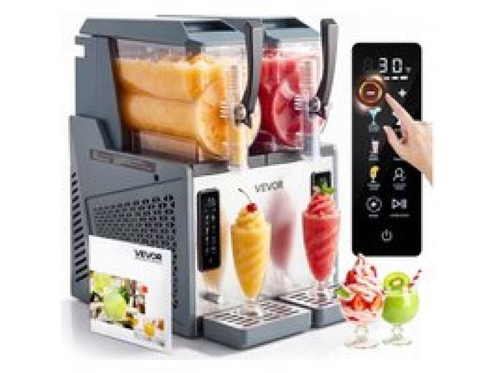 VEVOR Machine à Granité 2x4 L, Machine à Boissons Glacées Autonettoyante, pour Granitas Margarita Milk-shake Restaurant Café Bar Maison, Distributeur de Boissons Frappées avec 5 Programmes Prédéfinis
