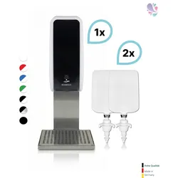 SET: Desinfektionsspender SENSOR Cosmos (berührungslos) +2x1L Händedesinfektion+Edelstahlhalterung mit Auffangschale Wandmontage
