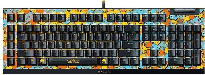 REACONDICIONADO Seminuevo Excelente Teclado gaming - Razer BlackWidow V4 X Pokémon Edition, Con cable, USB, Teclas iluminadas RGB, Distribución US