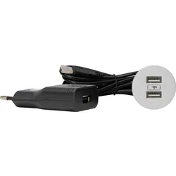 Kopp 939721010 VersaPICK, USB-Einbauset mit 2 USB-Anschlüssen, Ausführung: rund, Kunststoff, Farbe: Aluminium