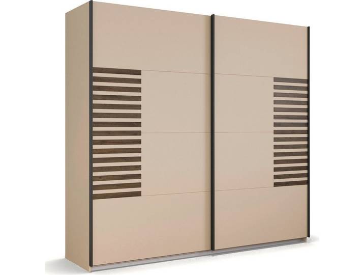 rauch Schwebetürenschrank Kleiderschrank Schrank Garderobe Schlafzimmerschrank BAREA Front mit Auflage in moderner Lamellen-Optik MADE IN GERMANY