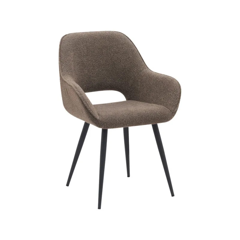 Label51 Eetkamerstoel Fer - Bruin Boucle - Zwart Metalen Frame