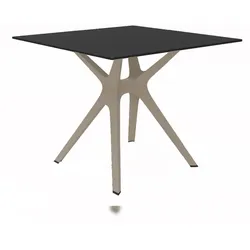 Resol VELA S Quadratischer Tisch Indoor, Outdoor 90x90 Sand Fuß - Schwarzes Tischplatte