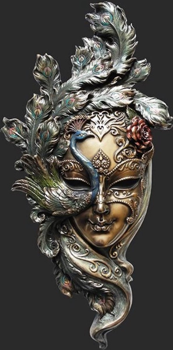 Veronese Design Venetiaans Masker Il Pavone Pauw B/D/H: 17 x 5 x 35 cm