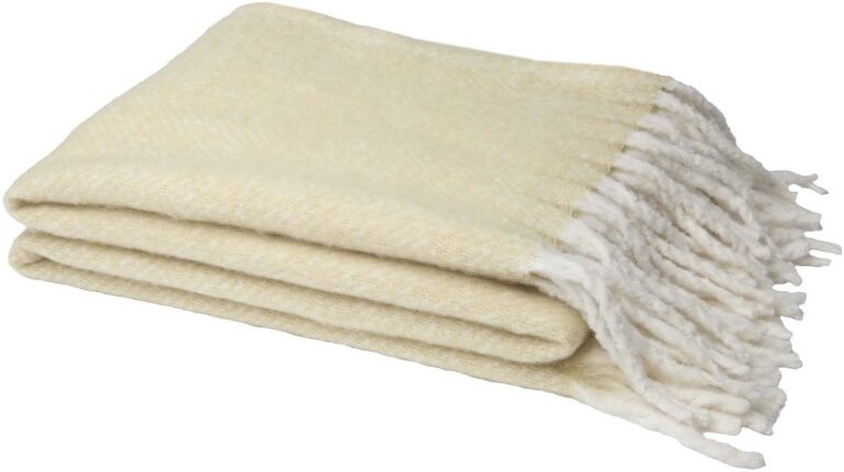 Couverture tricotée personnalisée recyclée GRS Dolly beige