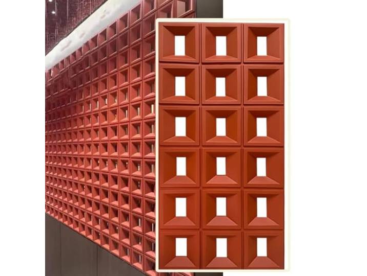 Raumteiler aus ABS-Hohlziegelwandpaneelen mit Montagesatz for Villen, Hotels, Veranden und Einkaufszentren(Red,1pcs 120x60cm)