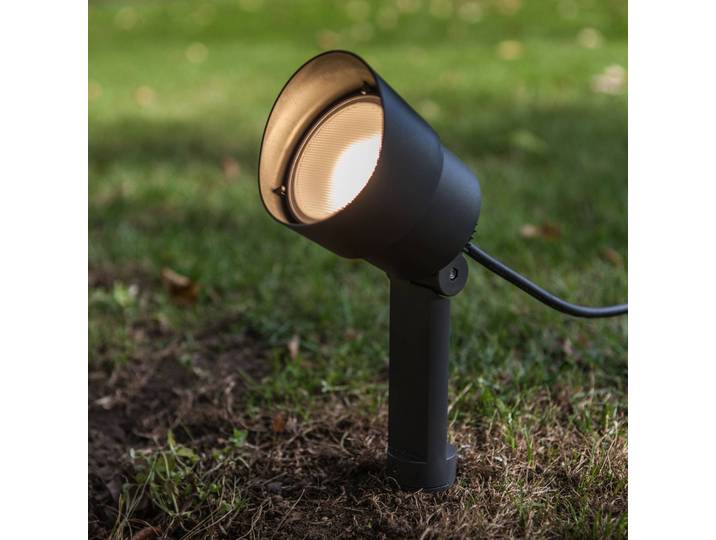 LUTEC LED-Erdspießstrahler EXPLORER, dunkelgrau, Ø 9 cm, IP54 EXPLORER, alu / grau / zink, Aluminium, Modern, Außenleuchte