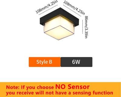 Inspire Curations LumaGuard Motion Sensor LED Wall Light Waterproof Outdoor Wall Light IP66 style B 6w Warm White With Sen