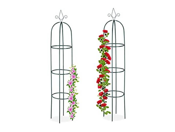 Relaxdays Rankhilfe Obelisk, 2er Set, 200 cm hoch, grün