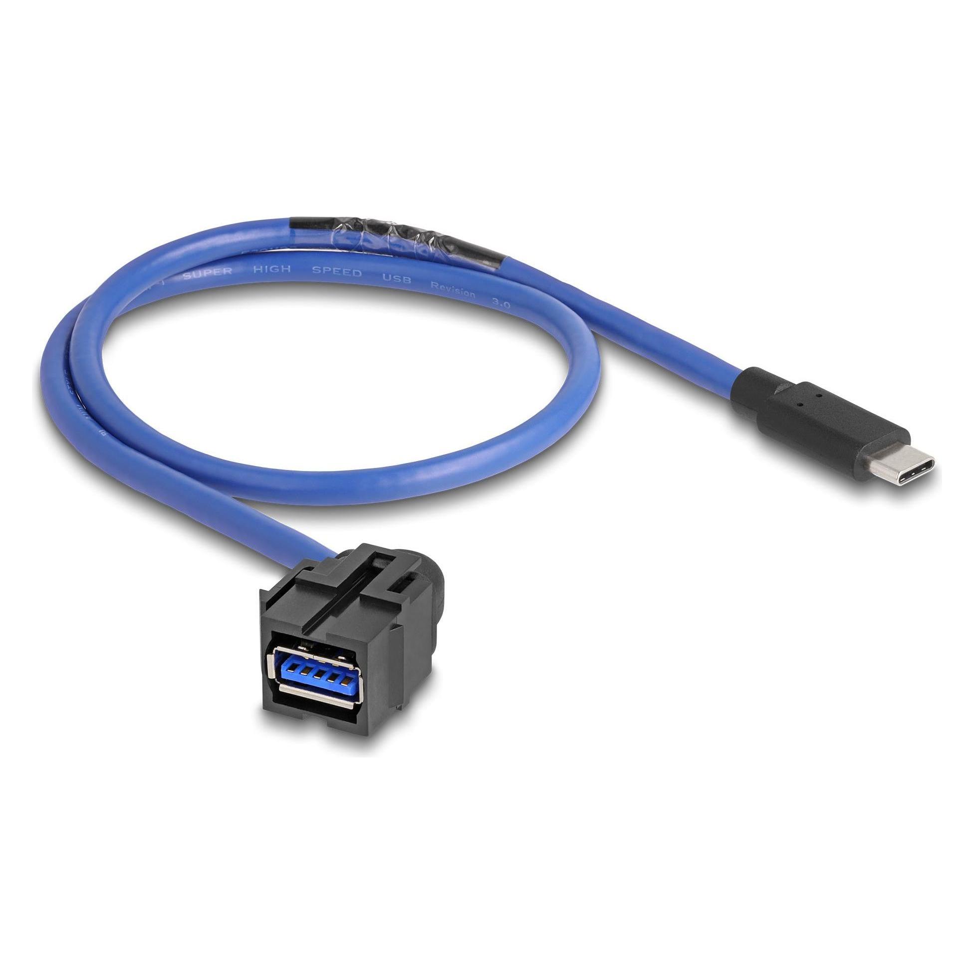 Delock Keystone Modul USB 5 Gbps A Buchse zu USB Type-C Stecker mit Kabel (0.50 m, USB 3.2 Gen 1) (88156)