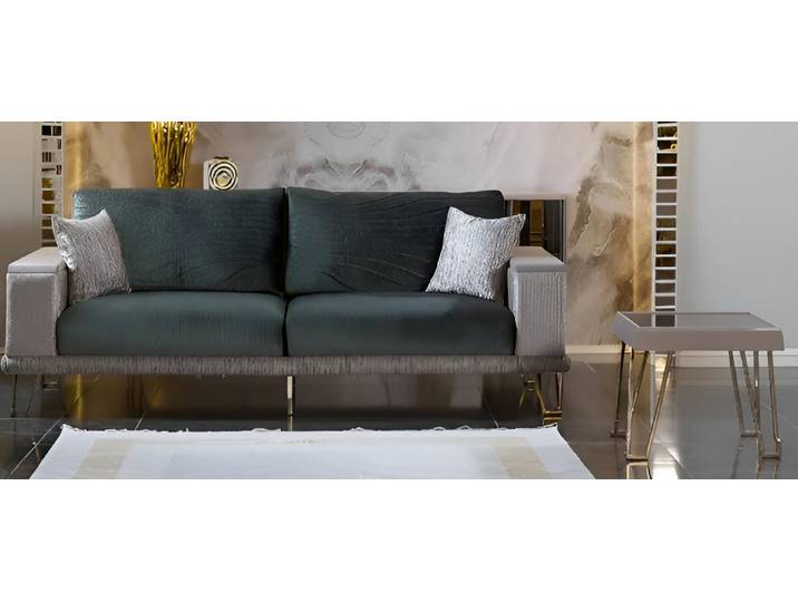 JVmoebel 3-Sitzer Modernes Sofa-Set Grüne Minimalistischer Stil Holzrahmen Glatte Ecken, 2 Teile