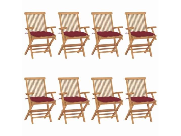 HPUYRFG Klappstühle mit weinroten Kissen, 8 Stück, Massivholz Teakholz Teakholz Massivholz, klappbar, platzsparend, 110 kg pro Sitz, glatte Oberfläche