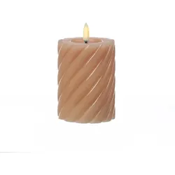 LED Kerze Twist Echtwachs gedreht flackernd H: 12,5cm Timer altrosa