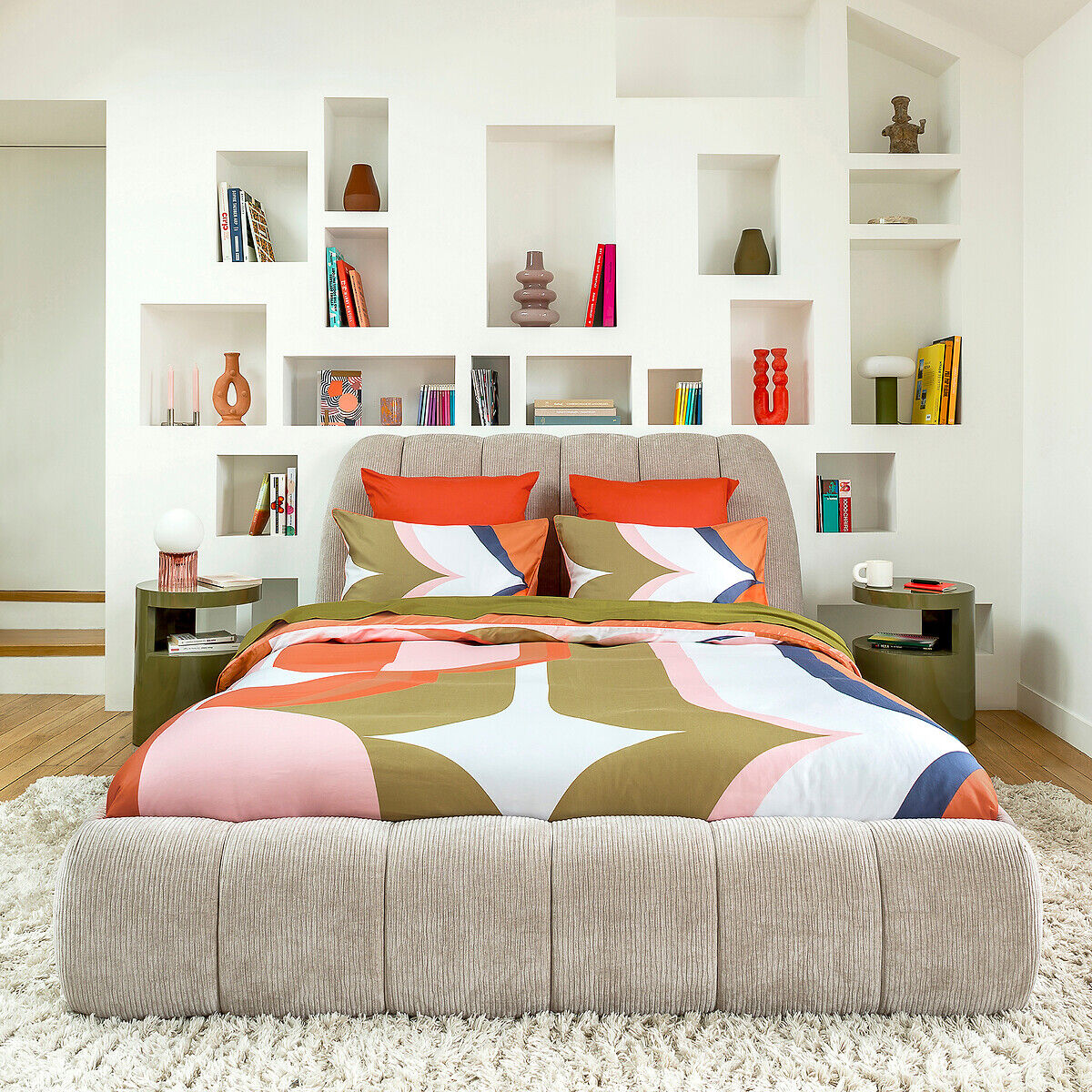 MAPOÉSIE X LA REDOUTE INTÉRIEURS Housse de couette en satin de coton, motif géométrique, WONDER