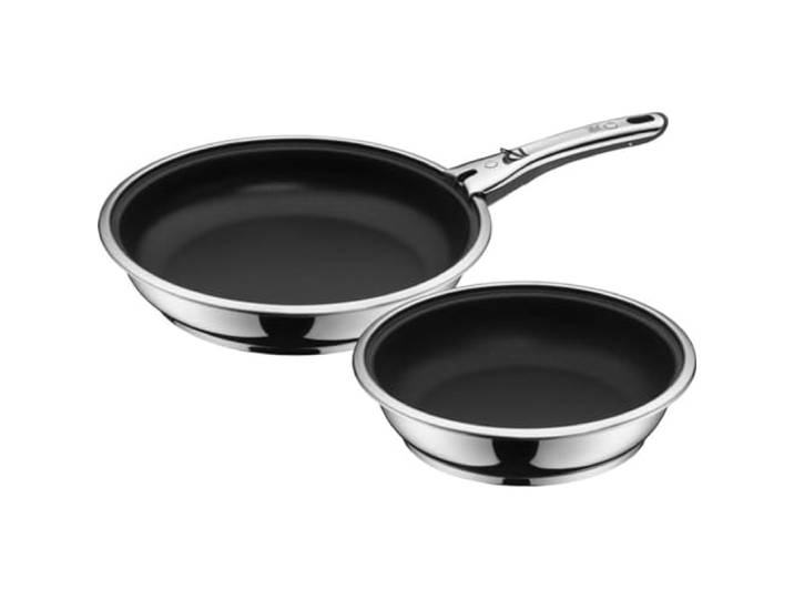 WMF Click&Serve Pfannenset 3-teilig, Bratpfanne 28 cm 24, mit abnehmbarem Griff, Induktion, Cromargan Edelstahl beschichtet, backofenfest