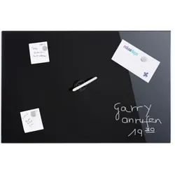 Relaxdays Schwarze Magnettafel aus Glas Schwarz