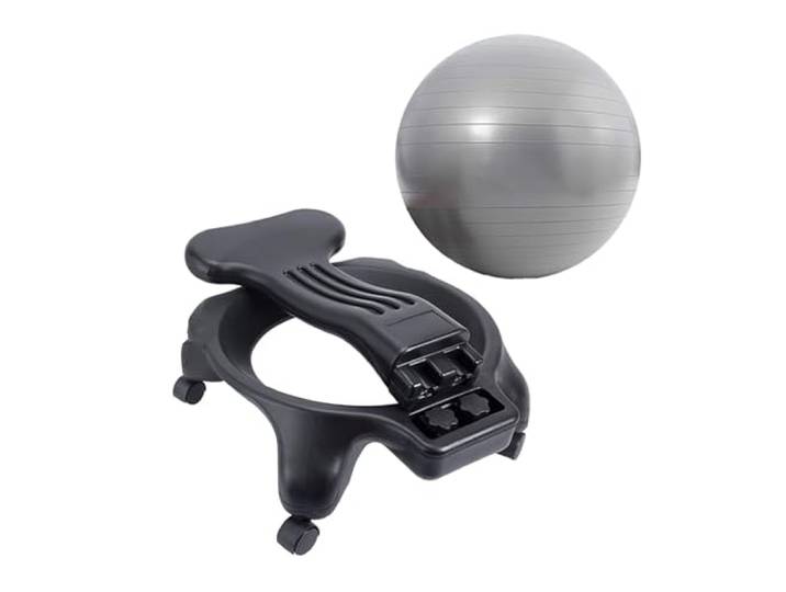 Yoga Balance Ball Stuhl Ergonomischer Yoga-Ballstuhl für Büro oder Zuhause Linderung Von Rückenschmerzen / Rückengesundheit / Haltungskorrektur – Mit Rollen, Rückenlehne, Basis Und Pumpe