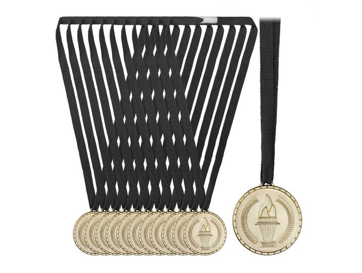 Goldmedaillen für Kinder 12er-Set Gold-Schwarz