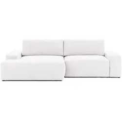 ECKSOFA Lennon aus Creme Strukturstoff mit Schlaffunktion und Bettkasten