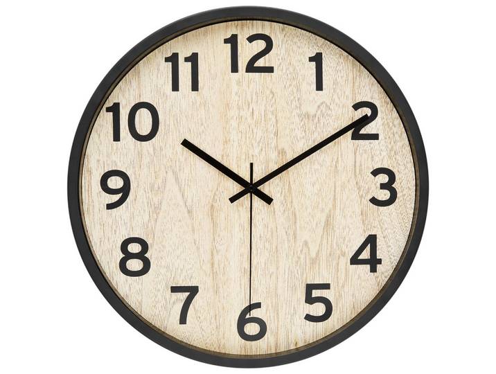 Wanduhr Naturfarben, Schwarz