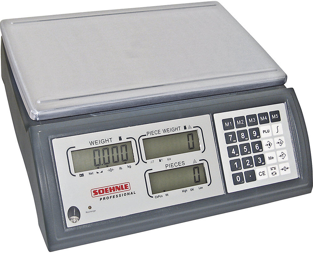 Zählwaage, mit drei Anzeigefeldern, Wägebereich bis 45 kg, Ablesbarkeit 1 g, Wägeplatte 360 x 240 mm Soehnle