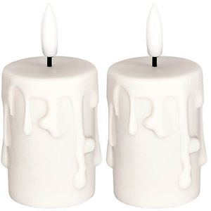 Ideen-mit-Herz LED-Kerze Echtwachs mit Wachstropfen, creme, 9,1 x 4,4 cm (HxØ), mit Timer, 2er Set