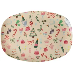 RICE Melamin Servierteller Rechteckig Xmas Galore, 30 x 22 cm