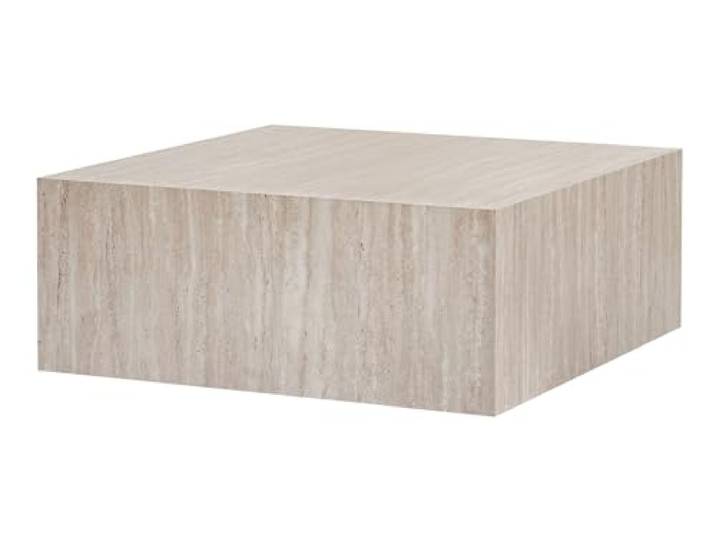 Eleganter Couchtisch, Travertine-Farbe, 90 x 35 x 90 cm 100% MDF, 18 mm Stärke stilvolle Ergänzung für Moderne Wohnzimmer & Räume