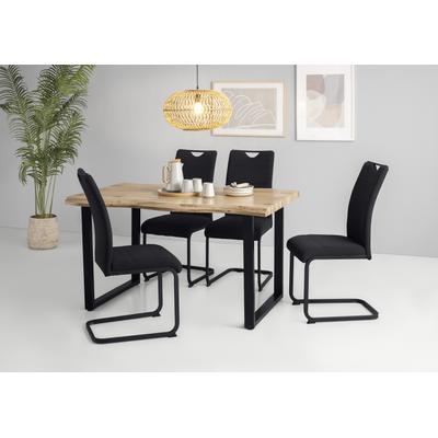 Essgruppe HELA "GISELLE Esszimmer, Essgruppe, Sitzgruppe", braun (wildeiche, schwarz, schwarz, schwarz), Sitzmöbel-Sets, Essgruppe, Esstisch U-Gestell Metall, Tischplatte mit Baumkante, OTTOs Choice