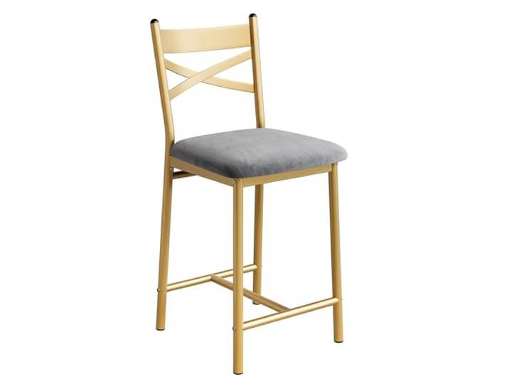 Komfortabler Barstuhl 2er Set – Moderne gepolsterte Barstühle mit Rückenlehne, Fußstütze, elegantem goldenem Metallrahmen – Vielseitig für Küche, Theke, Insel oder Bar – Robust & stilvoll – Gold, 22