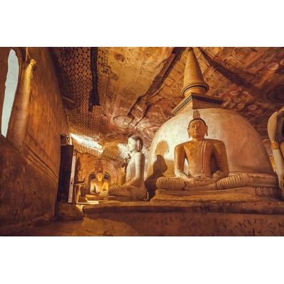 Fototapete PAPERMOON "Buddah Figuren", bunt, B:3,5m L:2,6m, Vlies, Tapeten