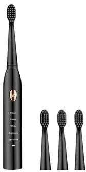 Inspired Finds Jianpai Sonic Electric Toothbrush 5 Modes USB Rechargeable & Waterproof black Gold 4 Heads usb